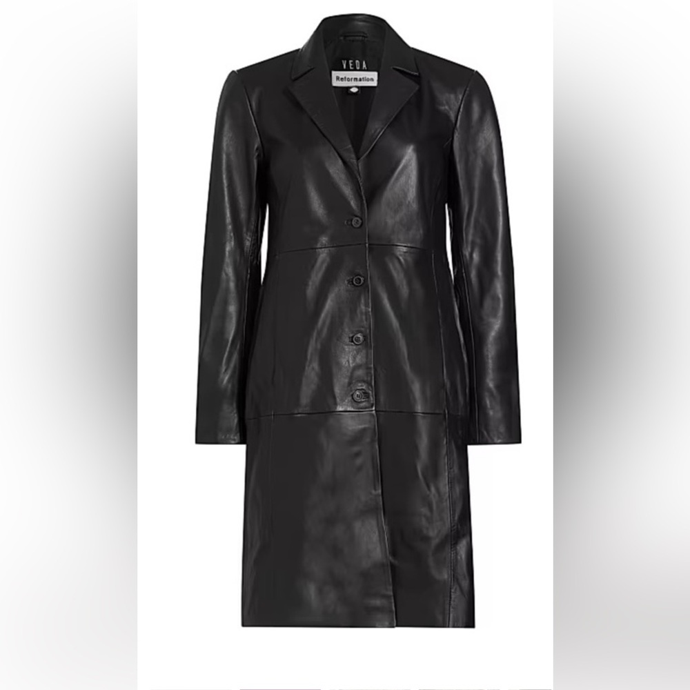 New Reformation Veda Crosby 90s Longline Leather Blazer Jacket Black M